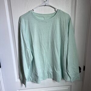Ideology Women's Casual Mint Wash Long Sleeve Crew Neck Top Plus Size 2X NWT‎